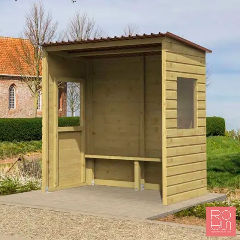 Marquesina parada d'autobús Turín fabricada en fusta